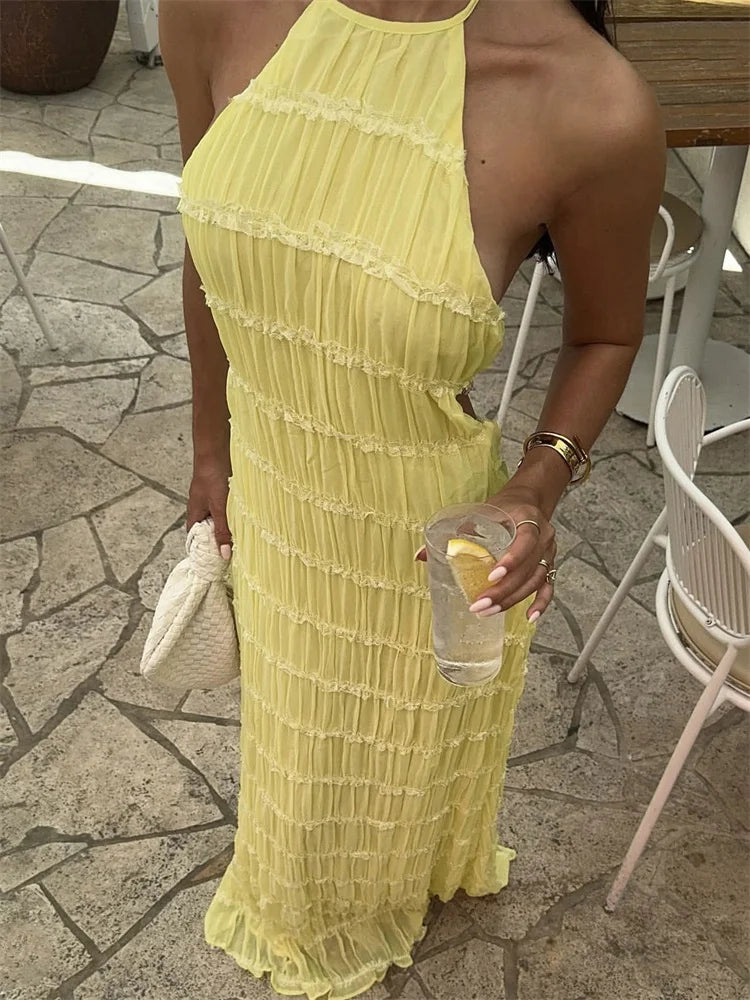 Althea Cream Dress – Sculpted Lightness for Summer