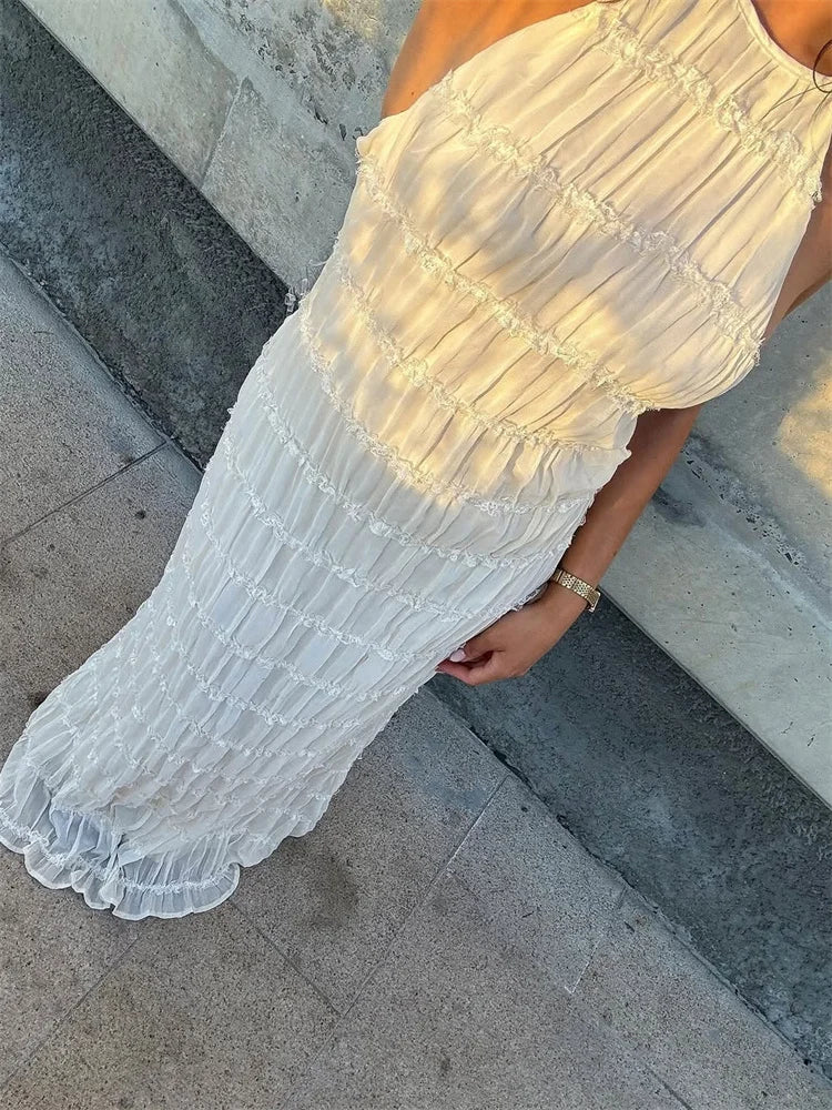 Althea Cream Dress – Sculpted Lightness for Summer