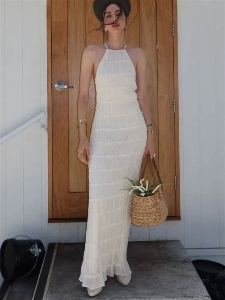 Althea Cream Dress – Sculpted Lightness for Summer
