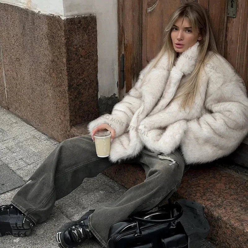 Neo Mint Luxe Fur Coat – Premium Women's Winter Coat