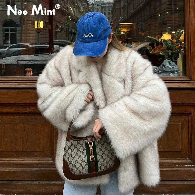 Neo Mint Luxe Fur Coat – Premium Women's Winter Coat